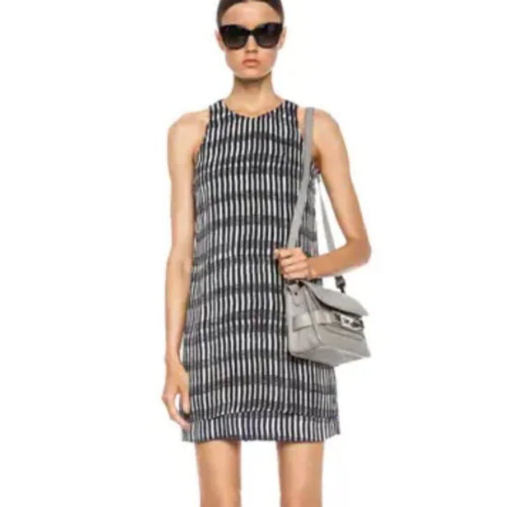A.L.C. Solang Black and Cream Silk Open Back Mini Dress Size XS